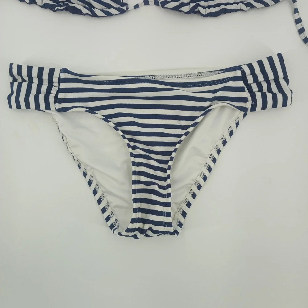 Vineyard Vines Reversible Bikini Set Navy White Stripe Sailboat XS Bottom S Top